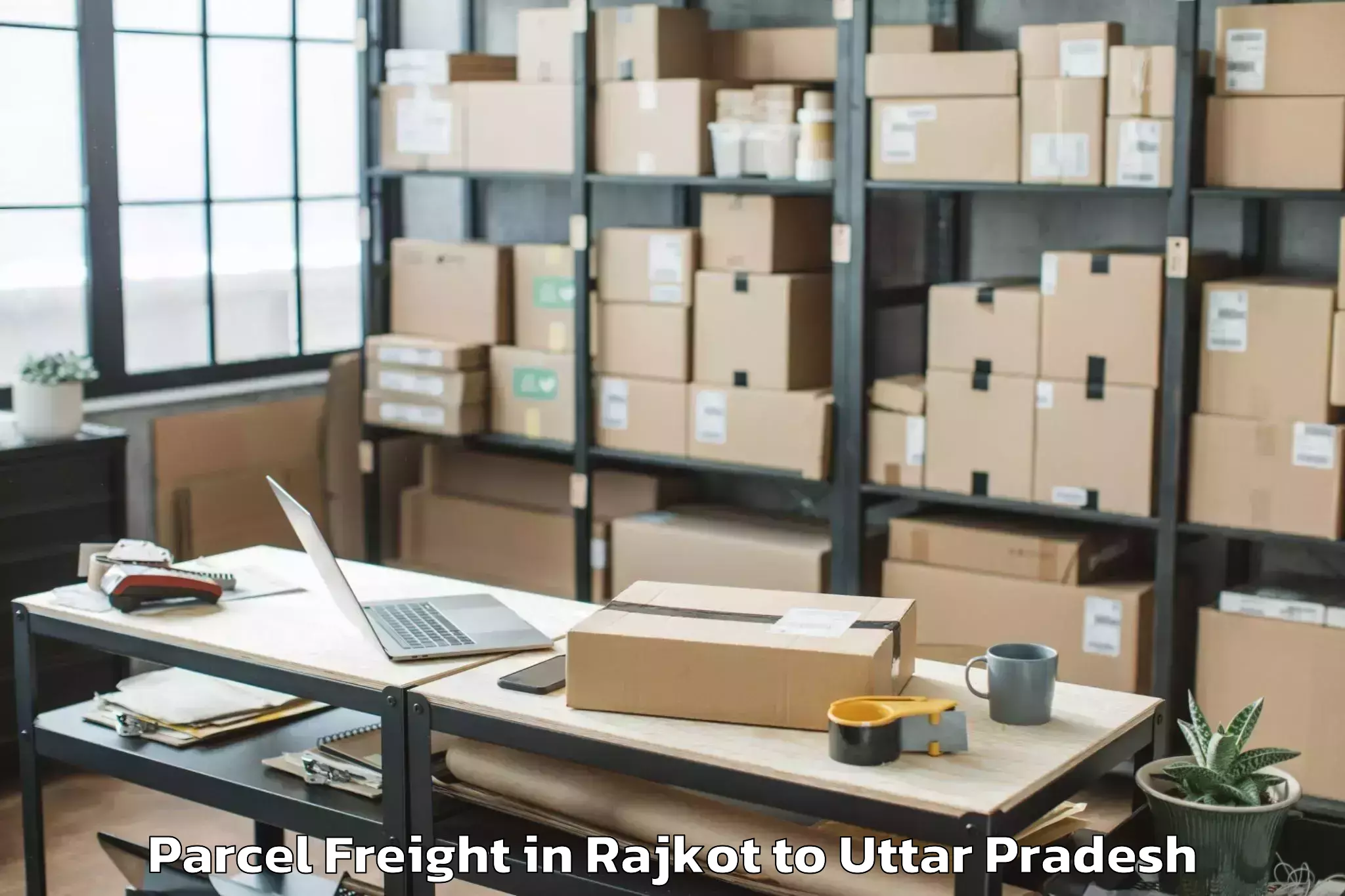 Leading Rajkot to Etmadpur Parcel Freight Provider